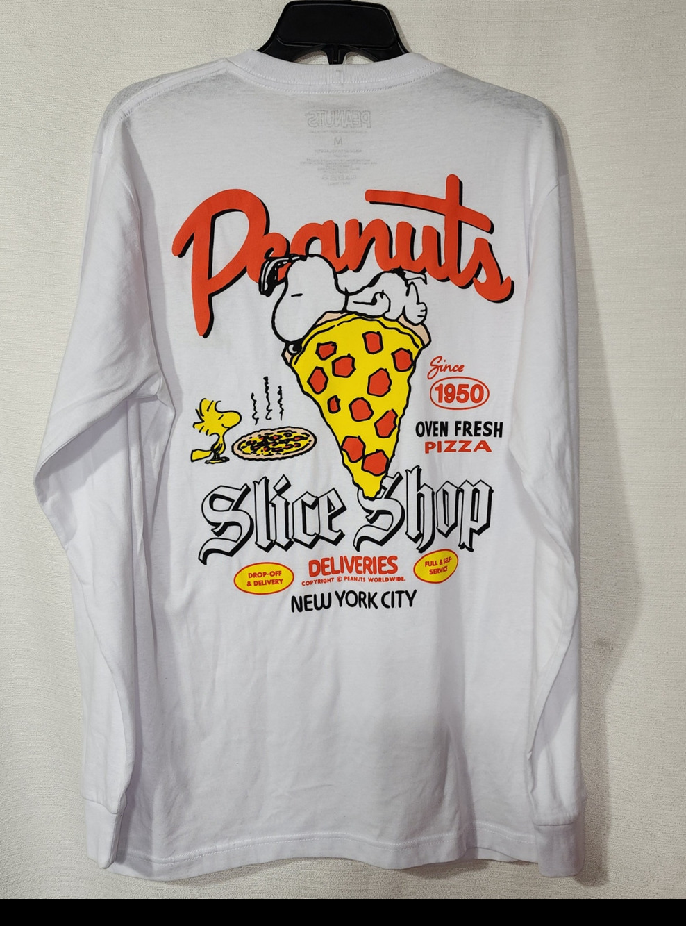 Snoopy slice shop men's medium long sleeve shirt